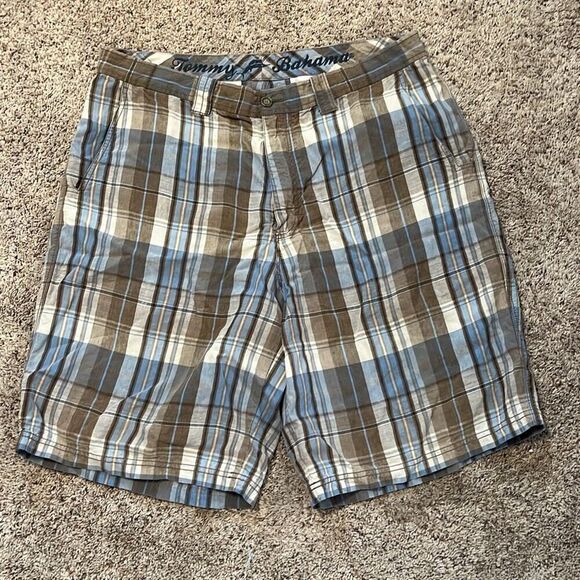 Tommy Bahama Shorts Plaid Silk Linen Blend Plaid Size 36 - Picture 1 of 6